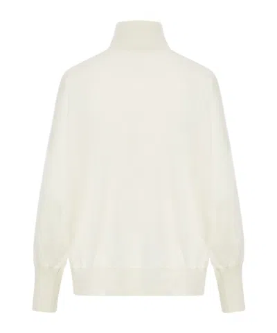 Brunello Cucinelli High-necked Long-sleeved Knitted Pullover In White