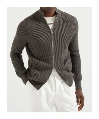 Brunello Cucinelli High-necked Long-sleeved Sweater In Black