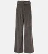 Brunello Cucinelli High-rise Cotton Tapered Pants In Grey