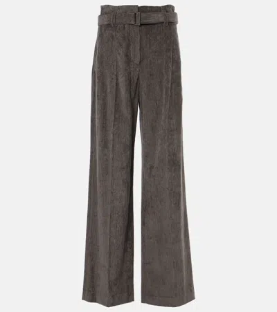 Brunello Cucinelli High-rise Cotton Tapered Pants In Brown