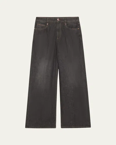 BRUNELLO CUCINELLI HIGH-RISE MONILI WIDE-LEG JEANS
