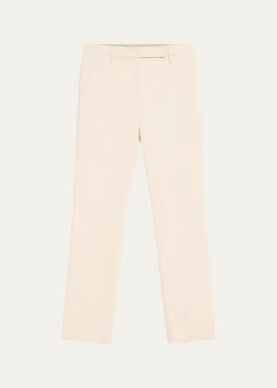 Brunello Cucinelli High-rise Pleated Cotton-twill Straight-leg Trousers In C8505 Light Beige