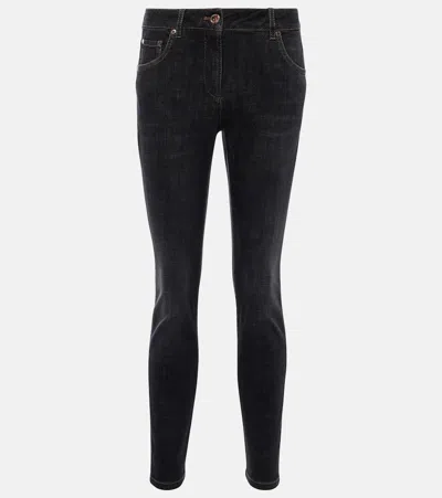 Brunello Cucinelli High-rise Skinny Jeans In Black