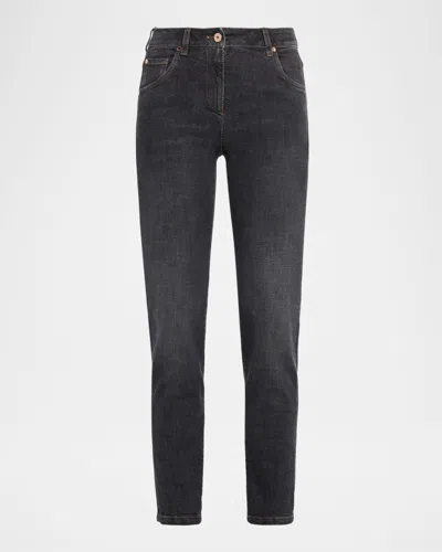 Brunello Cucinelli High Rise Skinny-leg Jeans In Black