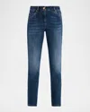 Brunello Cucinelli Embellished Skinny Cotton Jeans With Contrast Stitching In Blue