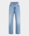 Brunello Cucinelli Logo Patch Mid-rise Straight-fit Jeans In Blue