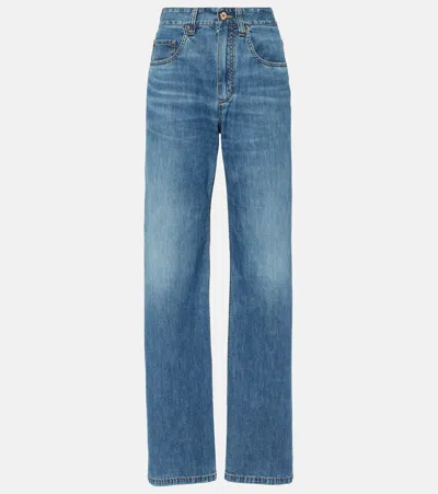 Brunello Cucinelli High-rise Straight Jeans In Blue