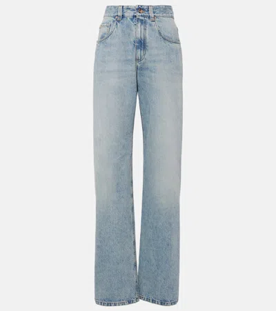Brunello Cucinelli High-rise Straight Jeans In Gray