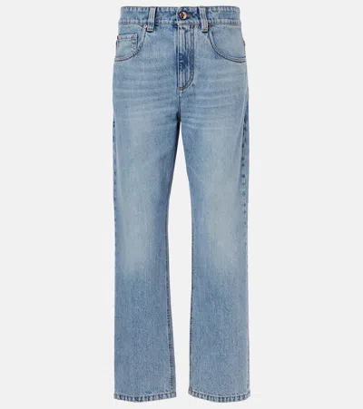 Brunello Cucinelli High-rise Straight Jeans In Blue