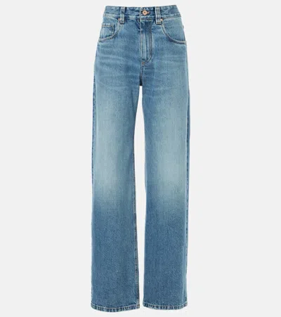 Brunello Cucinelli High-rise Straight Jeans In Blue