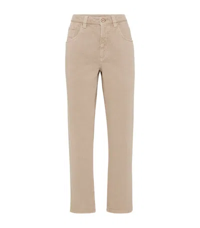 Brunello Cucinelli High-rise Straight Jeans In Brown