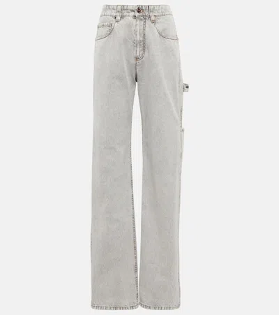 Brunello Cucinelli High-rise Straight Jeans In Light Gray