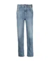 Brunello Cucinelli Logo Patch Mid-rise Straight-fit Jeans In Blue