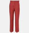 Brunello Cucinelli High-rise Wool Straight Pants In Red