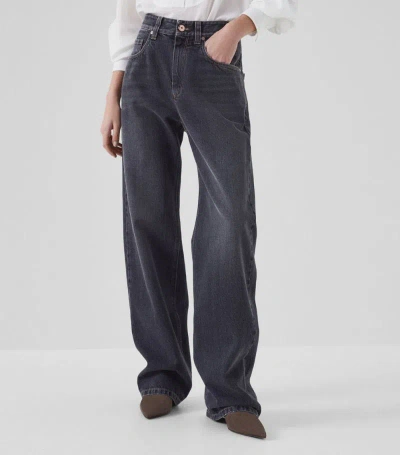 Brunello Cucinelli High-rise Wide Jeans In Grey