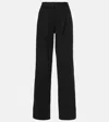 Brunello Cucinelli Elegant High-waisted Wide-leg Wool-cashmere Trousers With Jewel Accent In Black