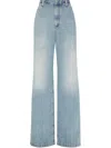 Brunello Cucinelli Monili-trim Low-rise Wide-leg Jeans In Blue