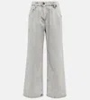 Brunello Cucinelli High-rise Wide-leg Jeans In Stone Denim