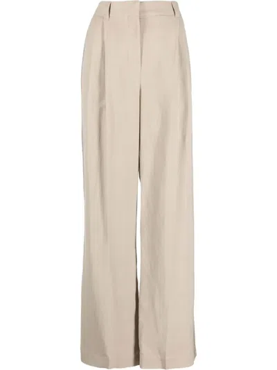 Brunello Cucinelli High-waist-hose Mit Weitem Bein In Neutrals