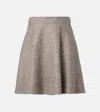 Brunello Cucinelli High-rise Wool-blend Miniskirt In Gray