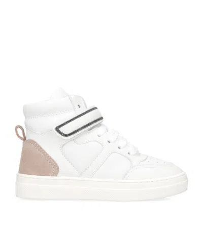 Brunello Cucinelli Kids' High-top Sneakers In Brown