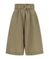 Brunello Cucinelli Pleated Bermuda Shorts Belted Waist Pockets In Green