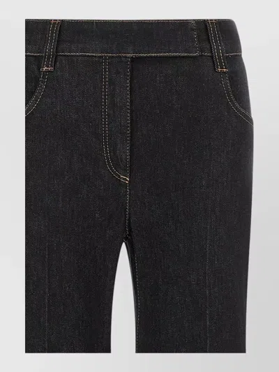 Brunello Cucinelli High Waist Flared Leg Denim Trousers In Animal Print
