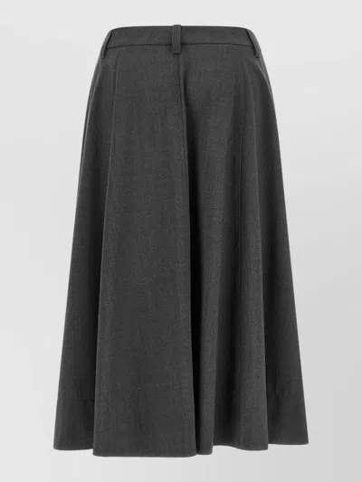 Brunello Cucinelli High Waist Flared Wool Pleated Pants In Black