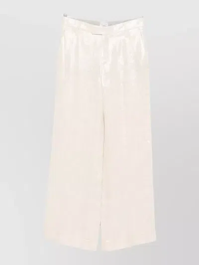 Brunello Cucinelli High Waist Linen Trousers Wide Leg In White