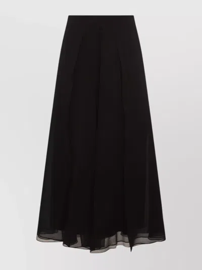 Brunello Cucinelli High Waist Pleated Skirt With Sheer Overlay In Black