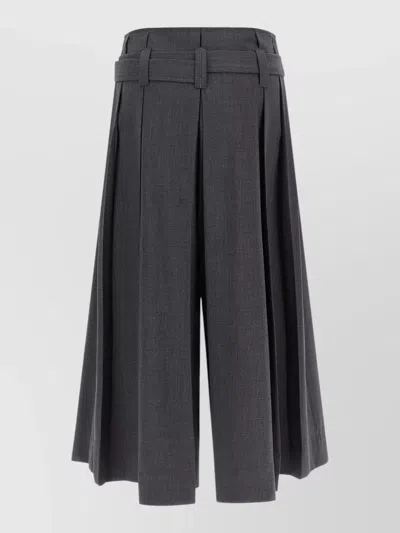 Brunello Cucinelli High Waist Pleated Virgin Wool Bermuda Shorts In Gray