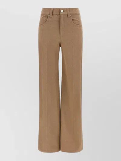 Brunello Cucinelli High Waist Pull On Wide Leg Jeans In Brown