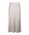 Brunello Cucinelli High-waist Satin Midi Skirt In White