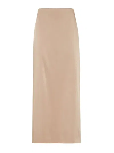 Brunello Cucinelli High Waist Skirt In Sand