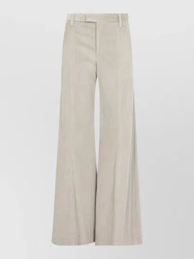 Brunello Cucinelli High Waist Tailored Wide Leg Corduroy Trousers In Nude