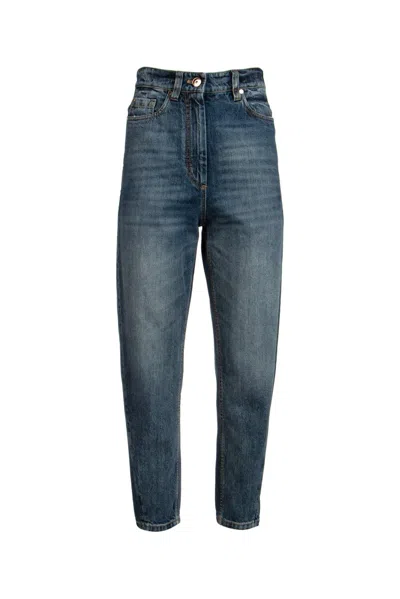 Brunello Cucinelli High-waist Tapered Jeans In Blue