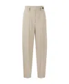 Brunello Cucinelli Women Slouchy Trousers In Sparkling Linen Canvas With Jewellery In Neutral