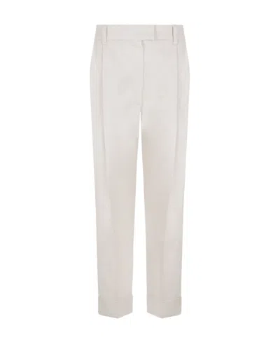 Brunello Cucinelli High-waist Tapered Trousers In White
