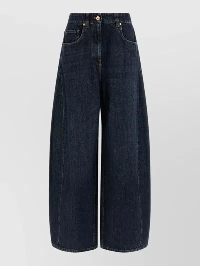 Brunello Cucinelli High Waist Wide Leg Barrel Jeans In Blue