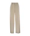 Brunello Cucinelli Women's Wide High-waisted Wool And Cashmere Trousers With Necklace In Nude
