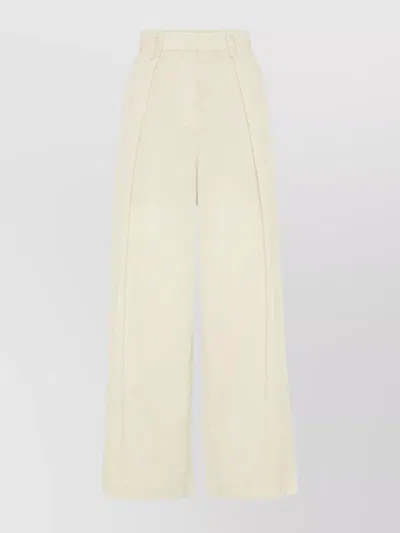 Brunello Cucinelli High Waist Wide-leg Trousers With Belt Loops In Neutral