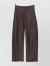 Brunello Cucinelli High Waist Wide Leg Trousers With Metallic Effect