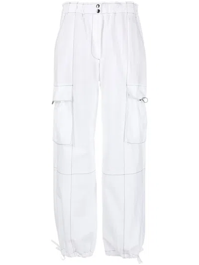Brunello Cucinelli High-waisted Cargo Trousers In White