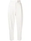 Brunello Cucinelli High-waisted Cropped Tailored Trousers In 白色