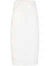 Brunello Cucinelli High-waisted Denim Midi Skirt In Nude & Neutrals