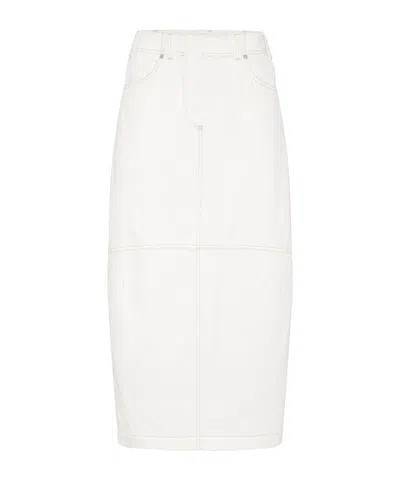 BRUNELLO CUCINELLI HIGH-WAISTED DENIM MIDI SKIRT