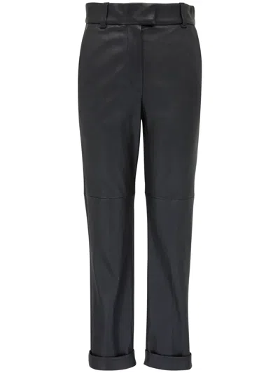 BRUNELLO CUCINELLI HIGH-WAISTED LEATHER TROUSERS