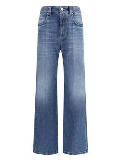 Brunello Cucinelli High-waisted Straight-leg Jeans In Blue