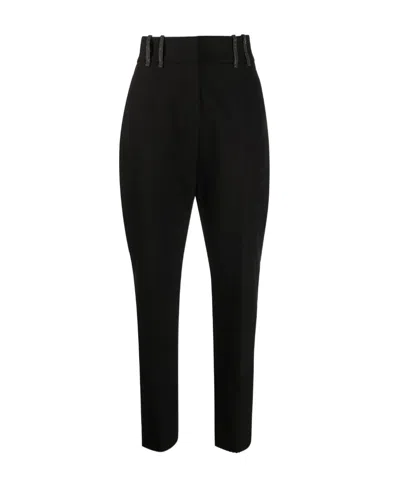 Brunello Cucinelli High-waisted Tapered Trousers In Black