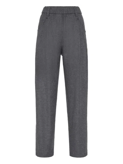 BRUNELLO CUCINELLI BRUNELLO CUCINELLI HIGH-WAISTED TEXTURED TROUSERS